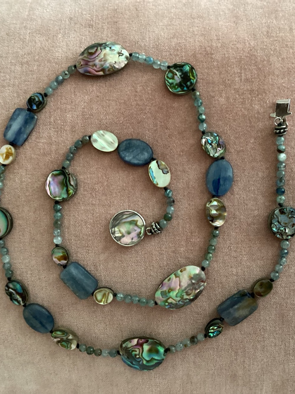 Long Abalone Beaded Necklace